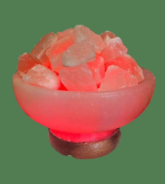 Himalayan Salt Lamp Red  Round Fire Bowl (White crystal with red bulb)